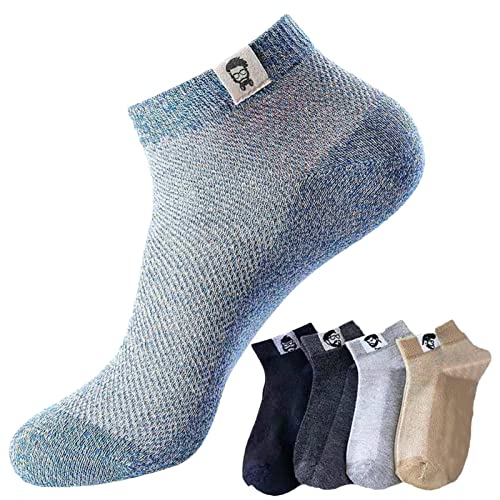 Sommersocken Herren, 5 Paar dünne Söckchen Herren, Dünne, niedrig geschnittene, knöchellange Sommer-Kühlsocken aus Baumwolle mit Stoffetikett für Reisen, Sport, Spaziergänge Stronrive von Stronrive