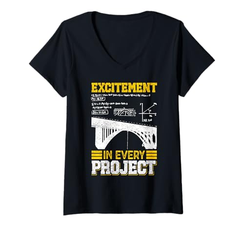 Damen Civil Engineer Excitement Structural Bridge Project T-Shirt mit V-Ausschnitt Damen Civil Engineer Excitement Structural Bridge Project T-Shirt mit V-Ausschnitt von Structural Blueprints Funny Worksite Drawing