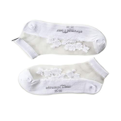 Strumpfbar transparentes Fashion Sneaker Söckchen mit Spitzenoptik und Baumwollsohle „Lacy Margarita“ für Frauen (weiß, 39-42) von Strumpfbar