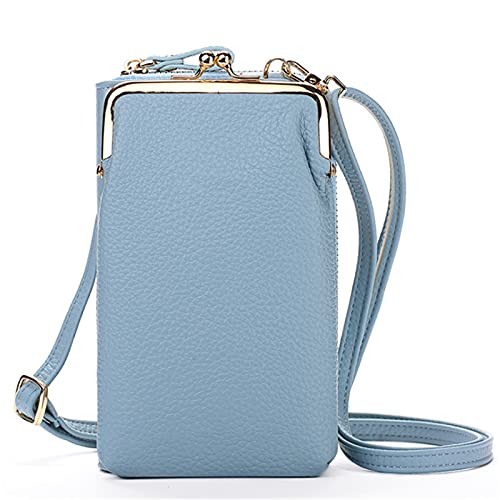 Stsmcl Geldbörse Neue Damen Handytasche Khan Koreanische Version der Mode Lychee Pig Solid Color Diagonal Multifunktions-Geldbörse (Farbe: Blau) von Stsmcl