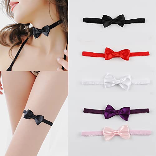 Sttiafay 5Pcs Bowknot Samt Strumpfbänder für Hochzeitsbraut Sexy Fliege Strumpfband Band Oberschenkel Bein Ring Set Cosplay Dessous Zubehör für Frauen Teen Mädchen von Sttiafay