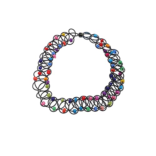 Sttiafay Gothic Bead Choker Halskette Persönlichkeit Kunststoff Schnürung Elastische Halskette Minimalistischer Schlüsselbein Kragen Schmuck für Frauen und Teenager Mädchen von Sttiafay