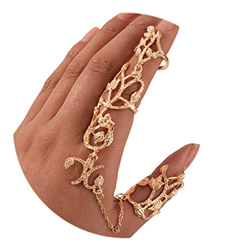 Sttiafay Gothic Knuckle Ring Kette Punk Hohl Geschnitzter Vollfinger Ring Slave Kette Zeigefinger Rings Set Schmuck für Frauen und Mädchen von Sttiafay