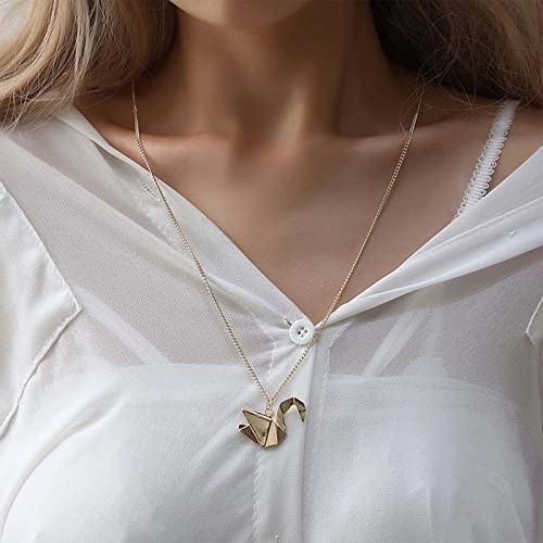 Sttiafay Origami Kranich Halskette Kette 3D Taube Anhänger Halskette Gold Lange Kette Lariat Halskette Schmuck für Frauen Teens von Sttiafay