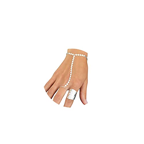 Sttiafay Pailletten Fingerring Kettenarmbänder Bohemian Slave Harness Handkette Silber Kettenarmbänder Schmuck für Frauen und Mädchen von Sttiafay