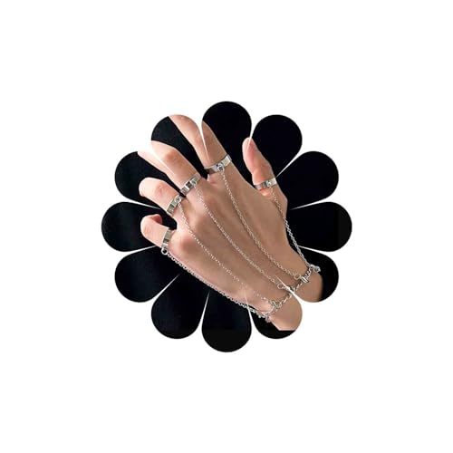 Sttiafay Punk-Finger-Ring-Link-Armband Verstellbares offenes Band-Ring-Ketten-Armband Handgeschirr Slave-Armband für Frauen und Teenager-Mädchen von Sttiafay