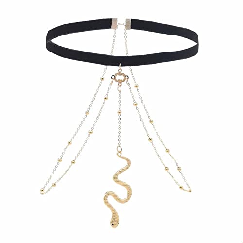 Sttiafay Schlangen-Oberschenkel-Kette Gold Schlangen-Charme-Bein-Kette Sexy Body Harness Boho Strandschmuck für Frauen und Teen Girls von Sttiafay