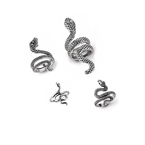 Sttiafay Silber Schlangenring Punk Vintage Schlangenringe Einstellbar Offenes Tier Statement Ring Set Schmuck für Damen und Herren von Sttiafay