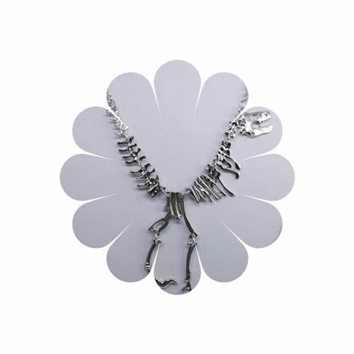 Sttiafay Silberne Dinosaurier-Halskette Übertriebener T-Rex-Skelett-Anhänger-Halskette Langkettige Y-Halskette für Frauen und Jugendliche von Sttiafay