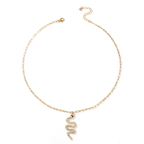 Sttiafay Vintage Strass Halskette Goldene Schlange Persönlichkeit Choker Halskette Anhänger Halskette Schmuck Frauen und Teen Mädchen von Sttiafay