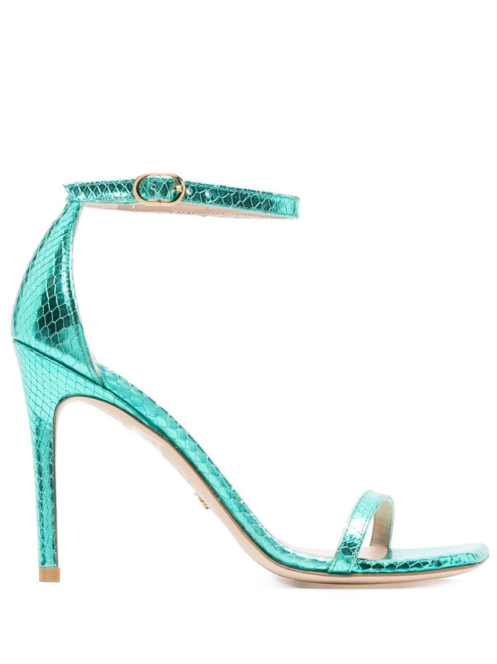 Stuart Weitzman Stiletto-Sandalen mit Schlangenleder-Wirkung 100mm - Blau von Stuart Weitzman