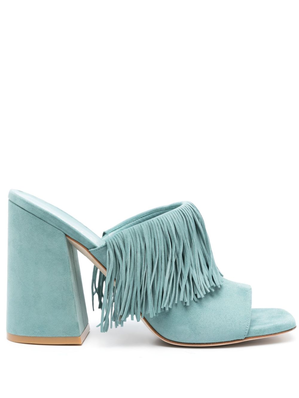 Stuart Weitzman Tia Fringe Mules 100mm - Blau von Stuart Weitzman