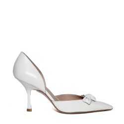 Weiße Leder Rose Pumps 85mm von Stuart Weitzman