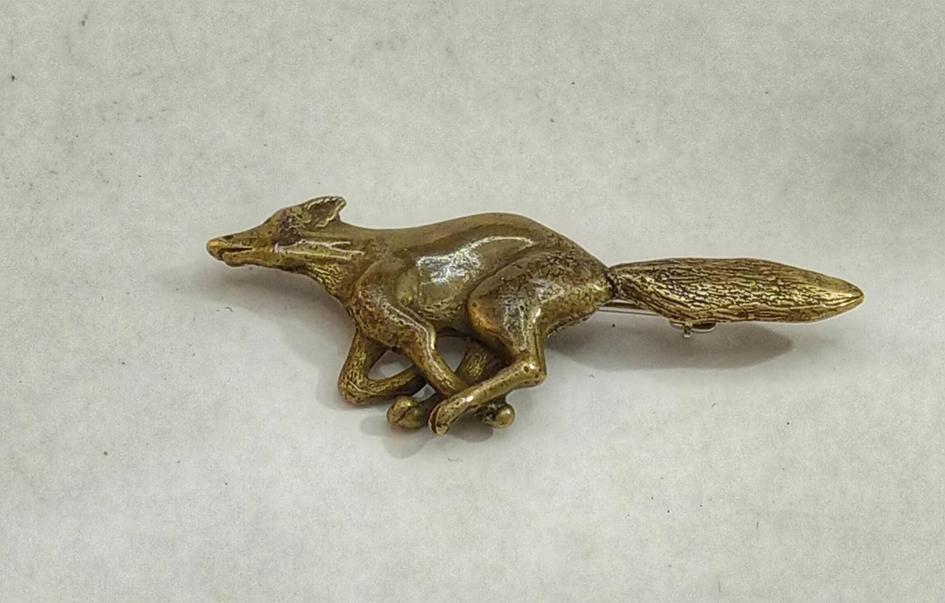 Bronze Fuchs Brosche in Mit Beschlägen Aus Massivem Sterlingsilber von StuartPennyJewels