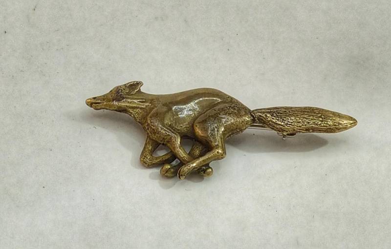 Bronze Fuchs Brosche in Mit Beschlägen Aus Massivem Sterlingsilber von StuartPennyJewels