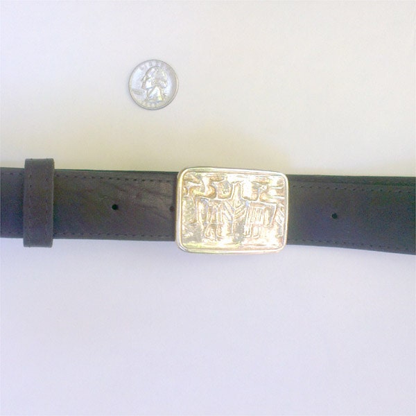 sterling Silber Funky "High Five" Motiv Gürtelschnalle, Mit Wende Schwarzem Lo-Sheen, Und Schwarzem Wildledergürtel von StuartPennyJewels