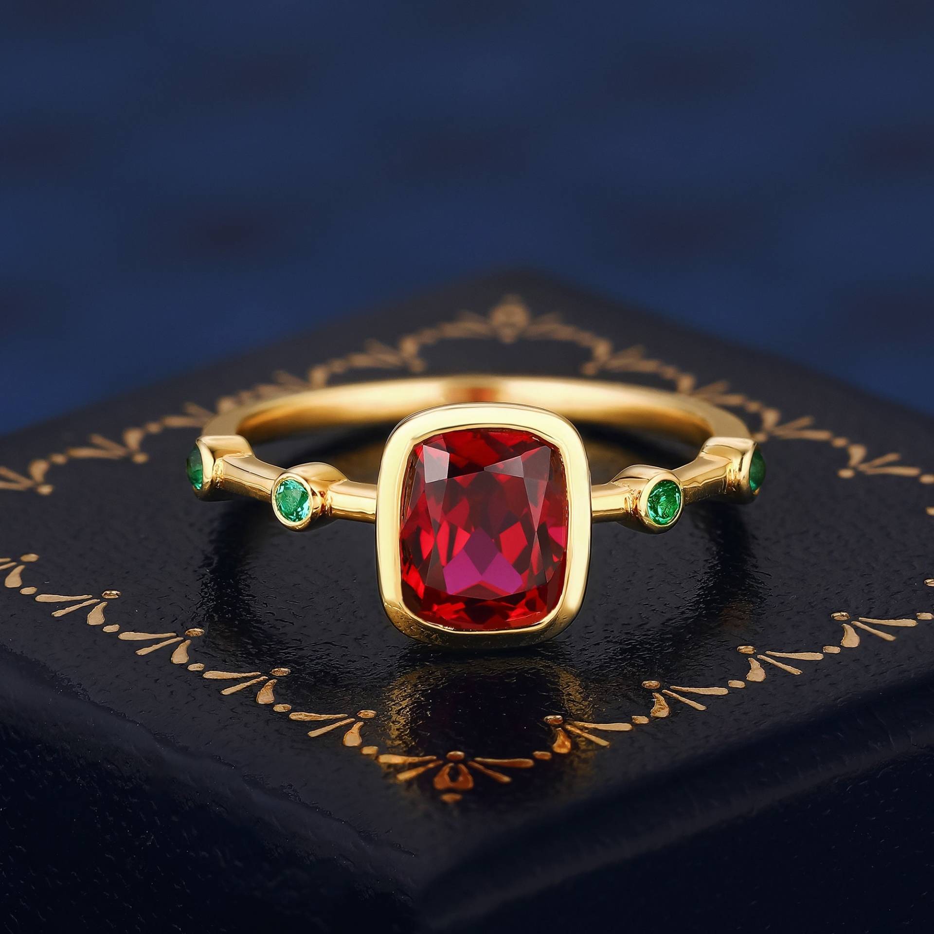 1.5Ct Kissen Cut Red Lab Erstellt Rubin Ring Für Frauen Hochzeit Verlobungsband Versprechen Handgemachte Gold Geschenke Sie von StuartTreesr