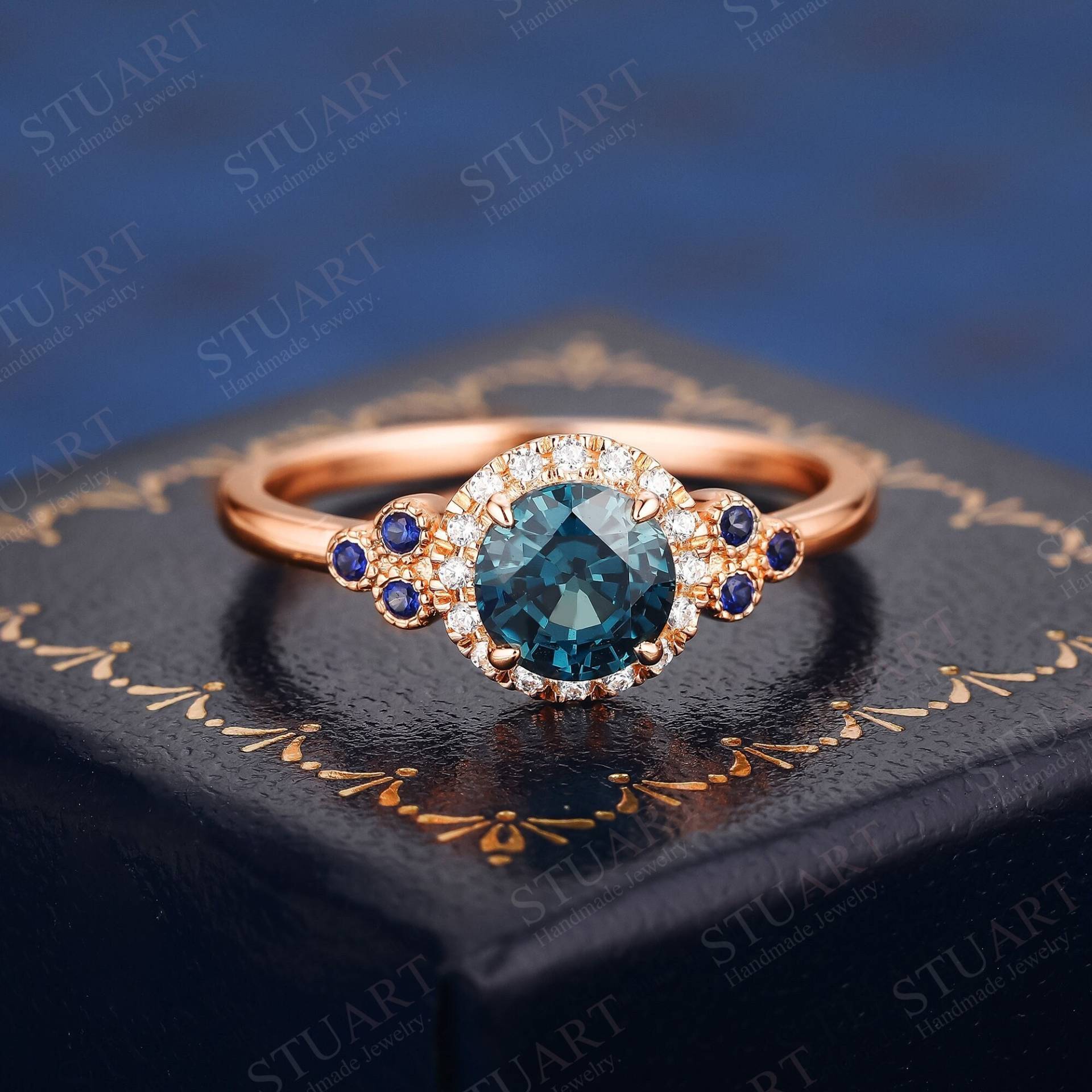 Rund Geschliffener London Blautopas K Gold Ring Für Frauen Verlobung Ehering Edelstein Unikat Handmade von StuartTreesr