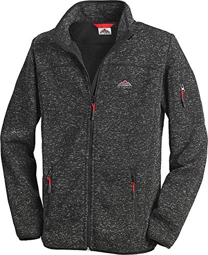 STUBAI Strickfleece-Jacke für Herren, Strickjacke mit Fleece Innenseite, Stehkragen & Reißverschluss, Outdoorjacke, Anthrazit, Gr. XXL von STUBAI