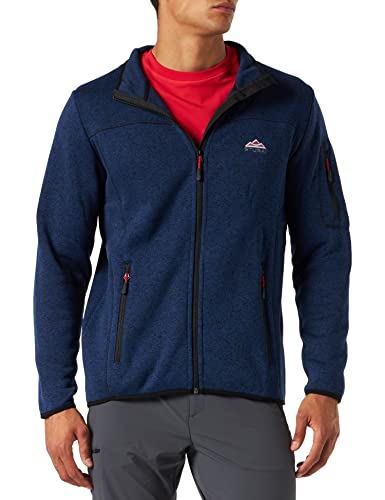 STUBAI Strickfleece-Jacke für Herren, Strickjacke mit Fleece Innenseite, Stehkragen & Reißverschluss, Outdoorjacke, Dunkelblau, Gr. M von STUBAI