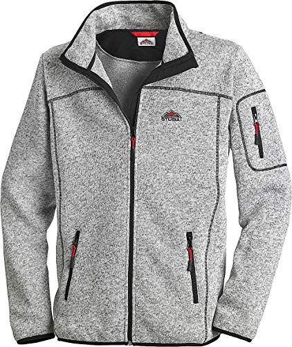 STUBAI Strickfleece-Jacke für Herren, Strickjacke mit Fleece Innenseite, Stehkragen & Reißverschluss, Outdoorjacke, Grau-mele, Gr. 3XL von STUBAI