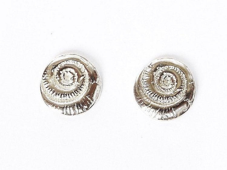 sterling Ammonit Ohrstecker, Fossile Replik, 12 Mm Fossilien Geologen Geschenk, Rock Hound Accessoire, Geologie Schmuck von StuckOnSilver