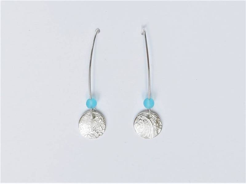 sterling Ozean Wellen Ohrringe, Landschaft Schmuck, Kreuzfahrt, Zubehör, Surfer-Geschenk, Triathlet Geschenk, Weiß Wasser 12 Mm-Charme, Lange von StuckOnSilver