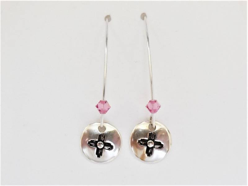 sterling Zia Ohrringe, Nm Petroglyph Geschenk, Bergkunst Schmuck, Sonne Symbol Accessoire, Südwest Archäologen Geschenk von StuckOnSilver