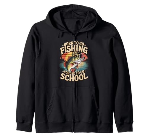 Lustiger Spruch Born to Go Fishing Forced School Women Men Kapuzenjacke Lustiger Spruch Born to Go Fishing Forced School Women Men Kapuzenjacke von Student Humor Fisherman Joke Bass Fish Outdoor