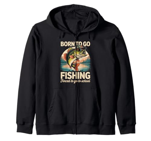 Lustiger Spruch Born to Go Fishing Forced School Women Men Kapuzenjacke Lustiger Spruch Born to Go Fishing Forced School Women Men Kapuzenjacke von Student Humor Fisherman Joke Bass Fish Outdoor