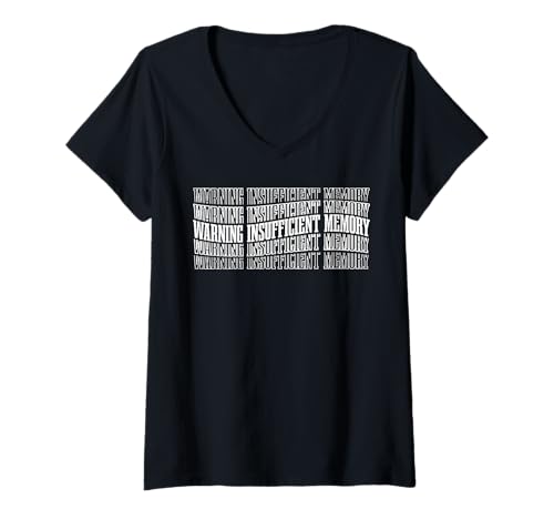 Damen Warning Insufficient Memory Coding Student Error ------- T-Shirt mit V-Ausschnitt von Studentische Wortspielfabrik