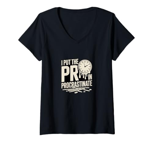Damen Ich Habe den Profi in Prokrastinate Lustigen Sarkasmus gesteckt T-Shirt mit V-Ausschnitt Damen Ich Habe den Profi in Prokrastinate Lustigen Sarkasmus gesteckt T-Shirt mit V-Ausschnitt von Students Gamers and Everyday Procrastinators.
