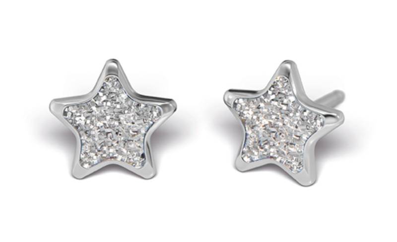 Studex Paar Ohrstecker Tube Cube Hypoallergenic Earrings Ohrringe Stern Glitter 6mm von Studex