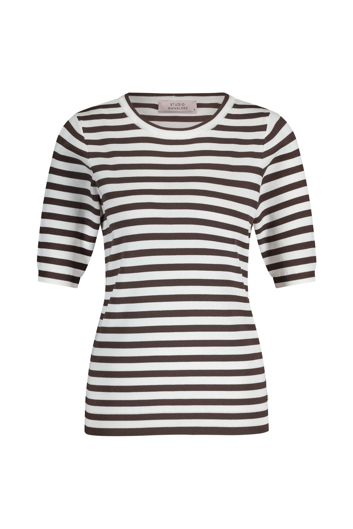 Studio Anneloes - Luna ssl stripe pullover off white/espresso - Gr. - M von Studio Anneloes