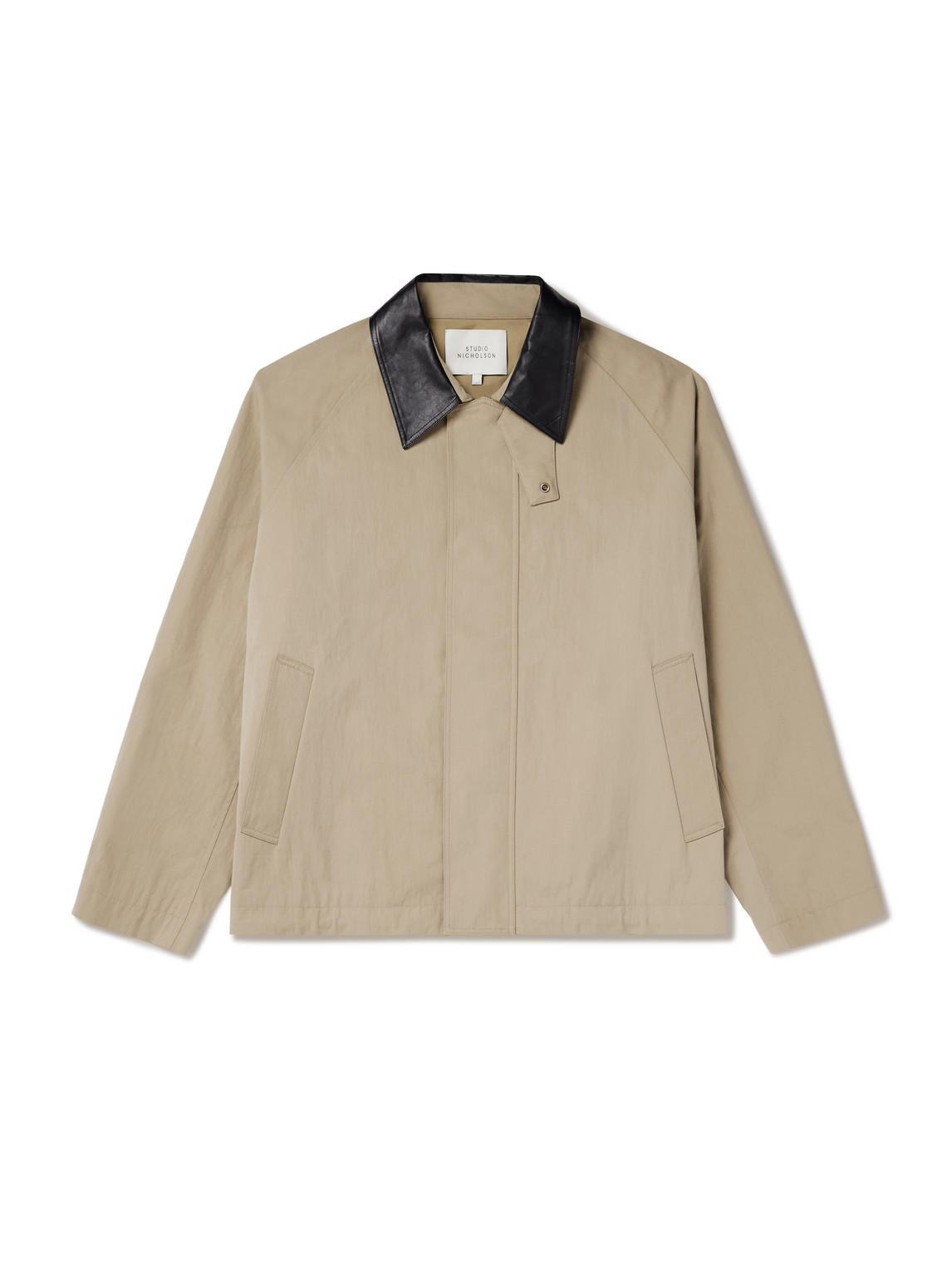 Studio Nicholson - Leather-Trimmed Organic Cotton-Blend Canvas Chore Jacket - Men - Neutrals - S von Studio Nicholson