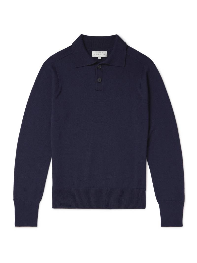 Studio Nicholson - Merino Wool Polo Shirt - Men - Blue - XXL von Studio Nicholson