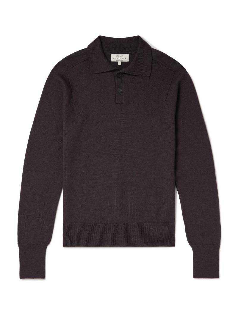 Studio Nicholson - Merino Wool Polo Shirt - Men - Brown - XXL von Studio Nicholson