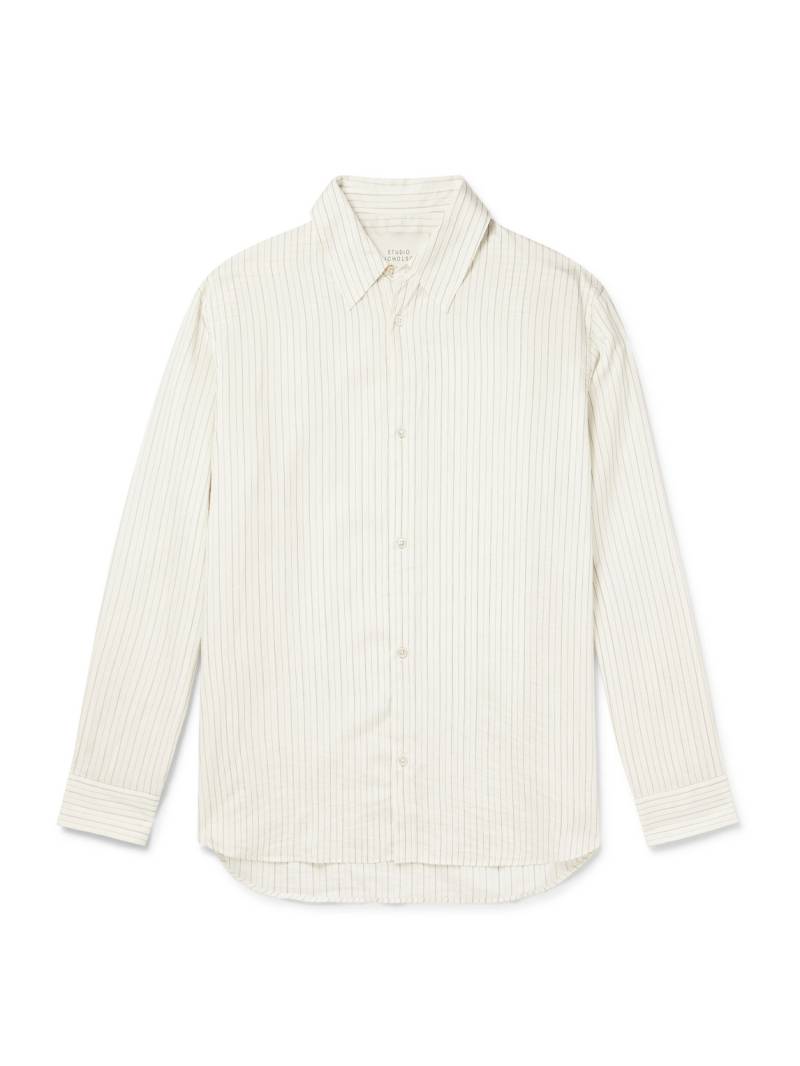 Studio Nicholson - View Striped Silk and Cotton-Blend Shirt - Men - Neutrals - XL von Studio Nicholson
