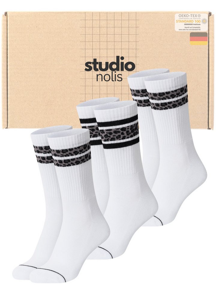 Studio Nolis Tennissocken Leo Streifen - Socken Damen Leo Print - Baumwolle (Set, 3er Set) mit Frottee von Studio Nolis