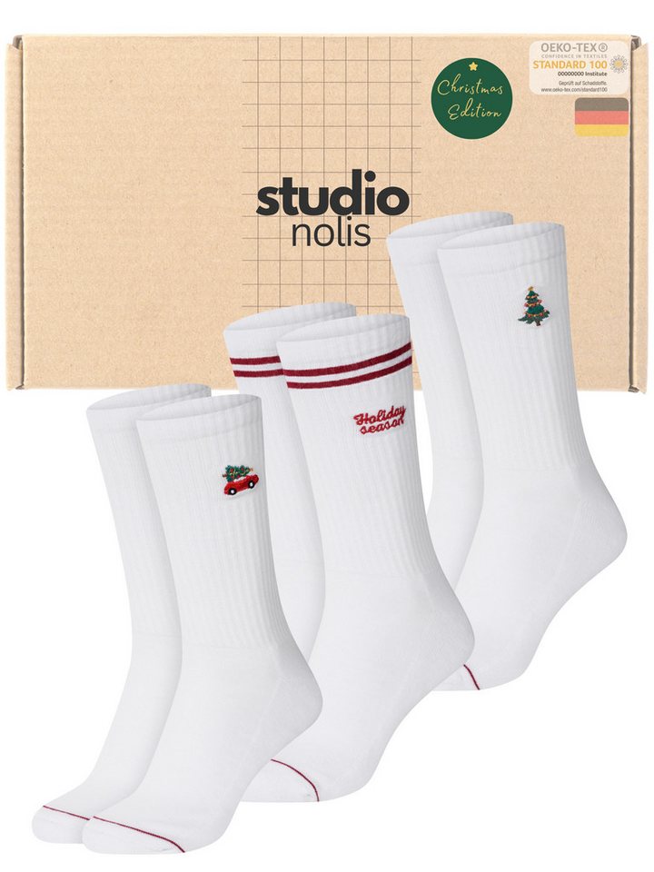 Studio Nolis Tennissocken Weihnachten Socken Geschenk für Männer & Frauen Crew Socks (Set, 3 Paar) Baumwolle von Studio Nolis
