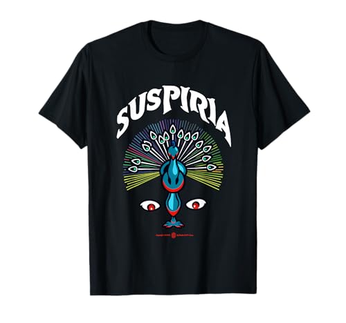 Studio PM71 Damen Retro Suspiria T-Shirt Schwarz S V-Ausschnitt Kurzarm Halloween Horror Klassischer Schnitt mit doppeltem Saum von Studio PM71