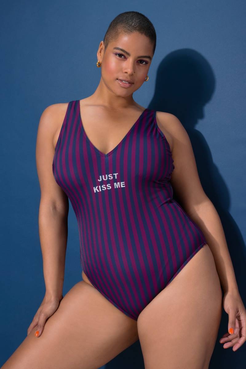 Große Größen Badeanzug, Damen, blau, Größe: 48, Polyester/Synthetische Fasern/Elasthan, Studio Untold von Studio Untold