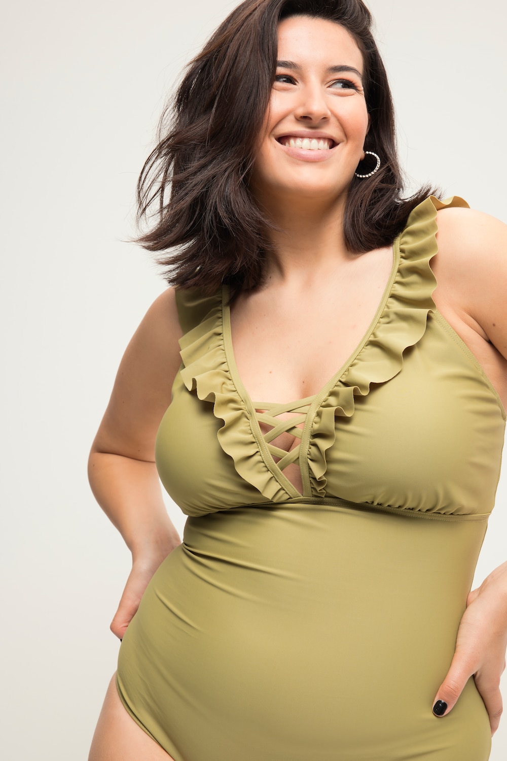 Große Größen Badeanzug, Damen, grün, Größe: 54, Polyester/Synthetische Fasern/Elasthan, Studio Untold von Studio Untold