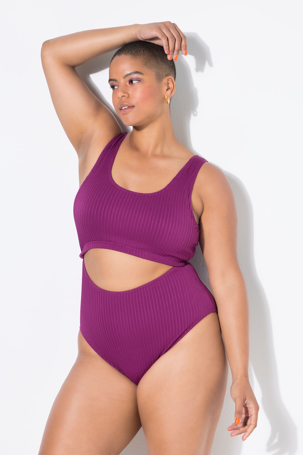 Große Größen Badeanzug, Damen, lila, Größe: 46, Polyester, Studio Untold von Studio Untold