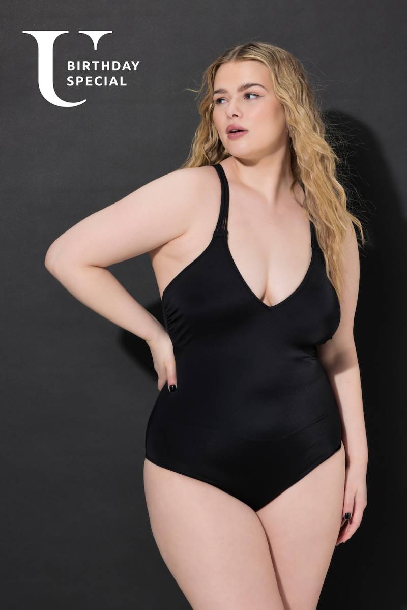 Große Größen Badeanzug, Damen, schwarz, Größe: 52, Polyester/Synthetische Fasern/Elasthan, Studio Untold von Studio Untold