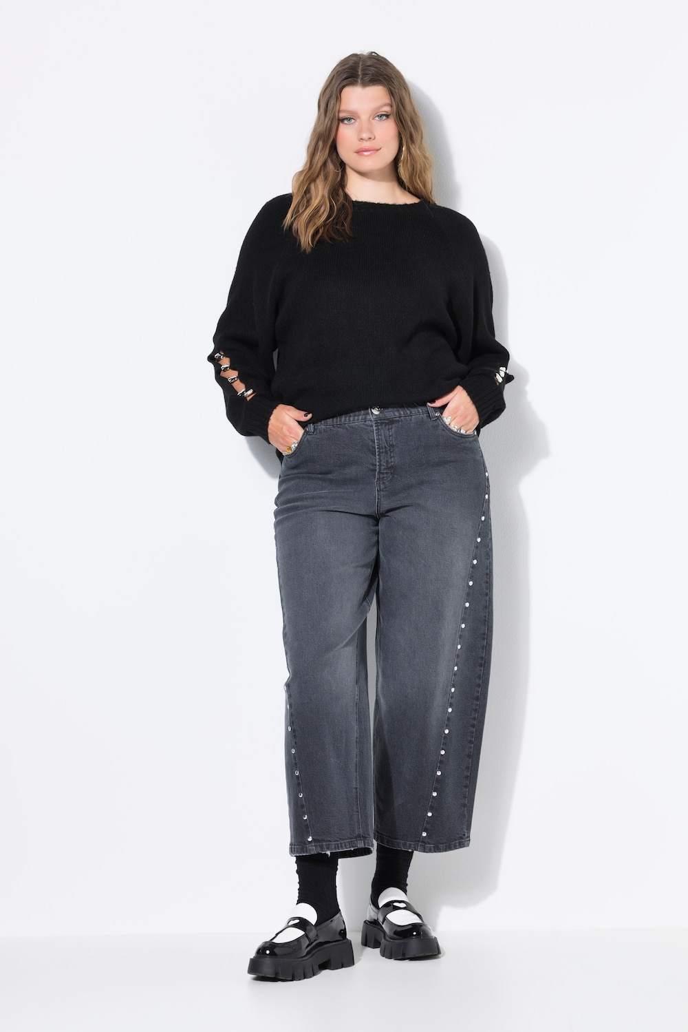 Große Größen Barrel-Jeans, Damen, grau, Größe: 42, Baumwolle, Studio Untold Große Größen Barrel-Jeans, Damen, grau, Größe: 42, Baumwolle, Studio Untold von Studio Untold