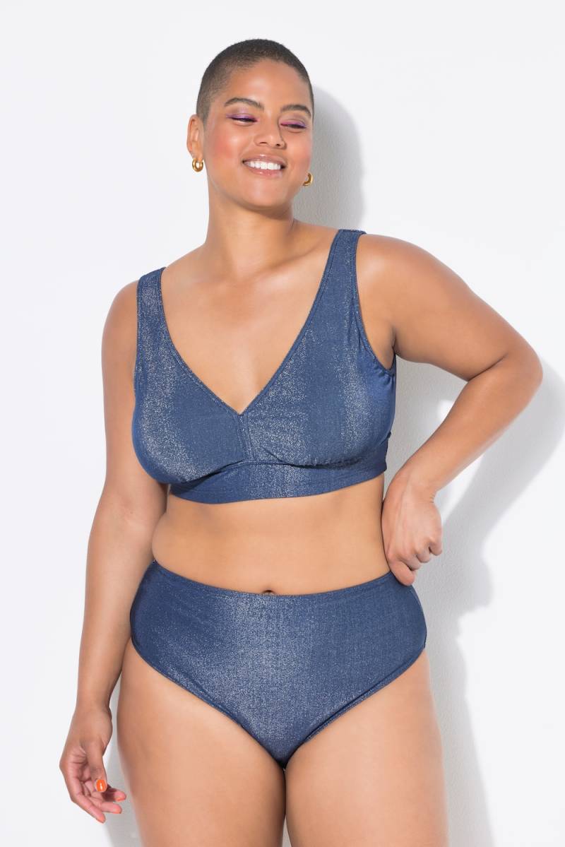 Große Größen Bikini-Slip, Damen, blau, Größe: 50, Polyester/Synthetische Fasern/Metallische Fasern, Studio Untold von Studio Untold