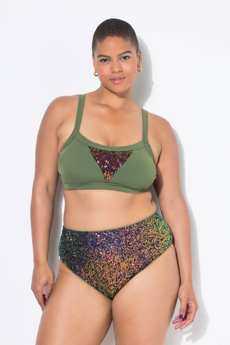 Große Größen Bikini-Slip, Damen, grün, Größe: 50, Polyester/Synthetische Fasern/Elasthan, Studio Untold von Studio Untold