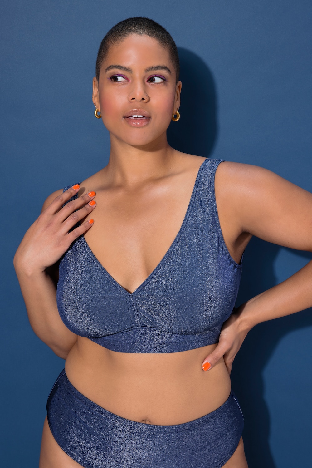Große Größen Bikini-Top, Damen, blau, Größe: 54, Polyester/Synthetische Fasern/Elasthan, Studio Untold von Studio Untold
