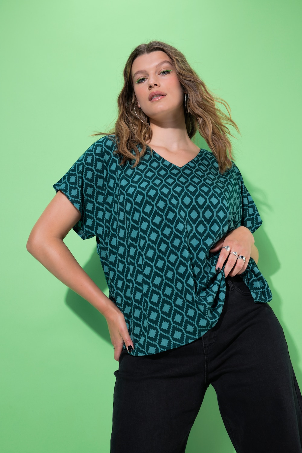 Große Größen Blusenshirt, Damen, grün, Größe: 42/44, Viskose, Studio Untold von Studio Untold